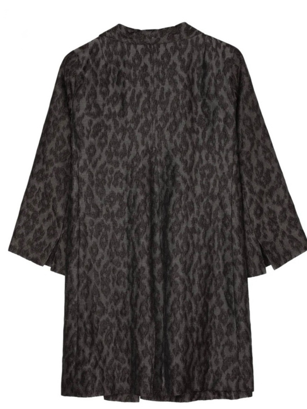 Eileen Fisher Charcoal Gray Leopard Jacquard Coat - Picture 2 of 7